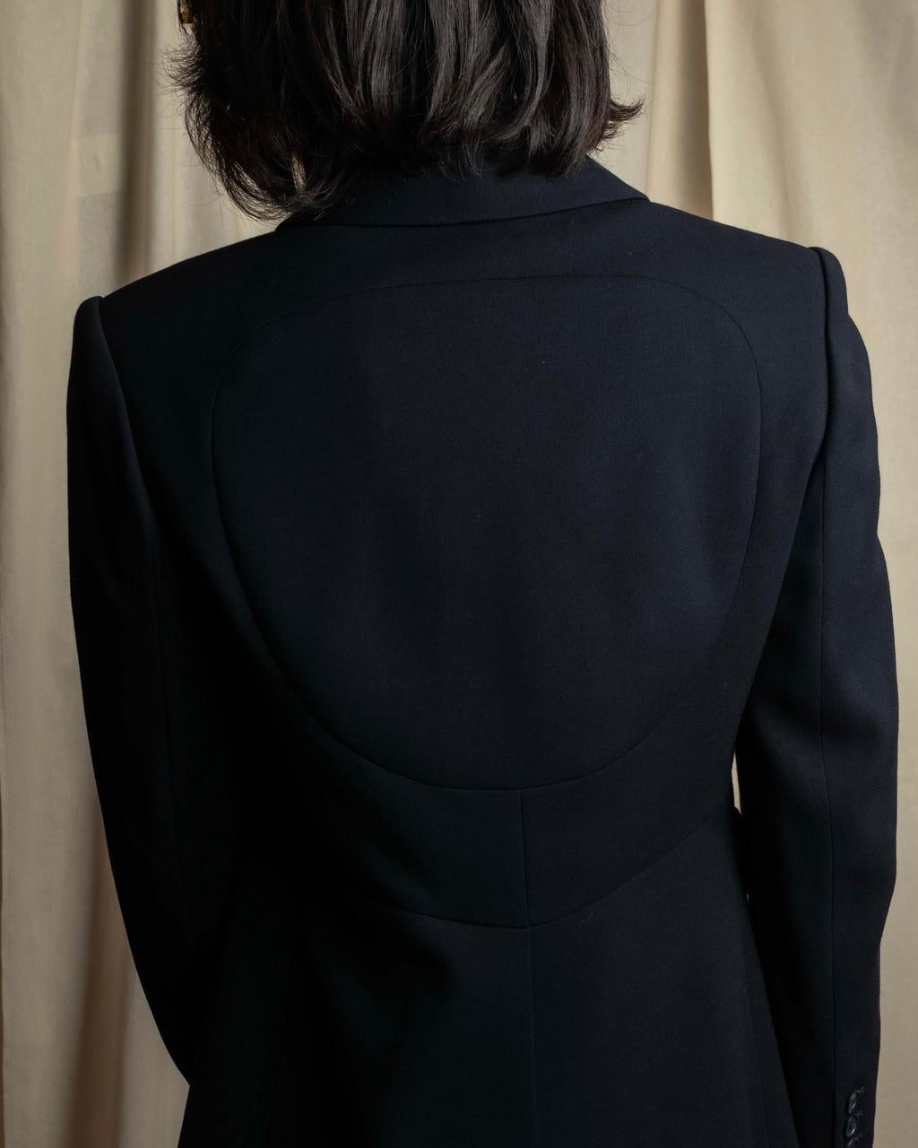 "HERMES" 90's classic detail dark blue tailored jacket