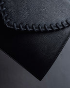 "YVES SAINT LAURENT" Hand stitched design trapezoid leather bag