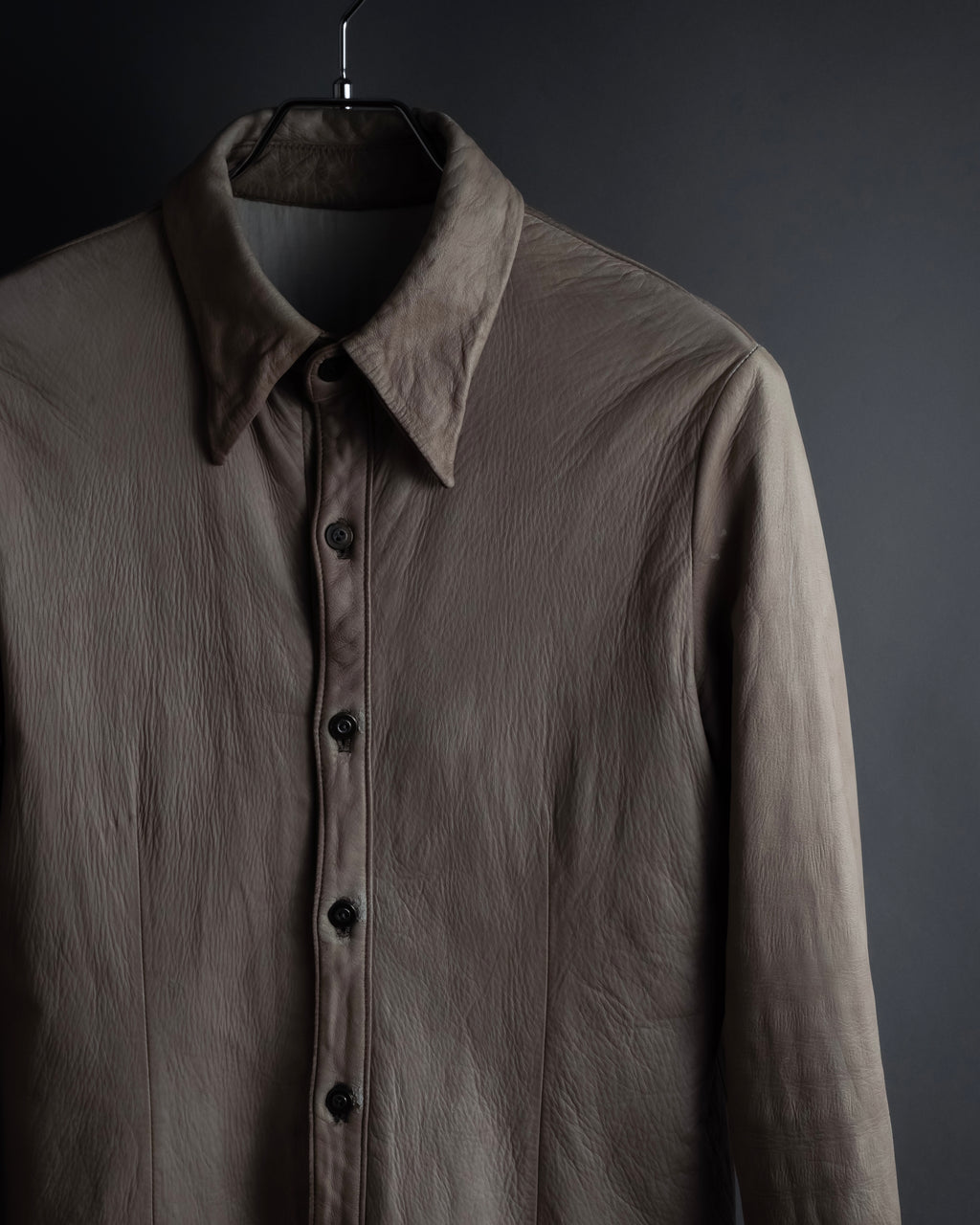 "ISAMU KATAYAMA" Dart-shaped deer leather shirt jacket
