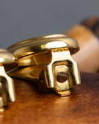 "Christian Dior" Logo cutout design gold earrings