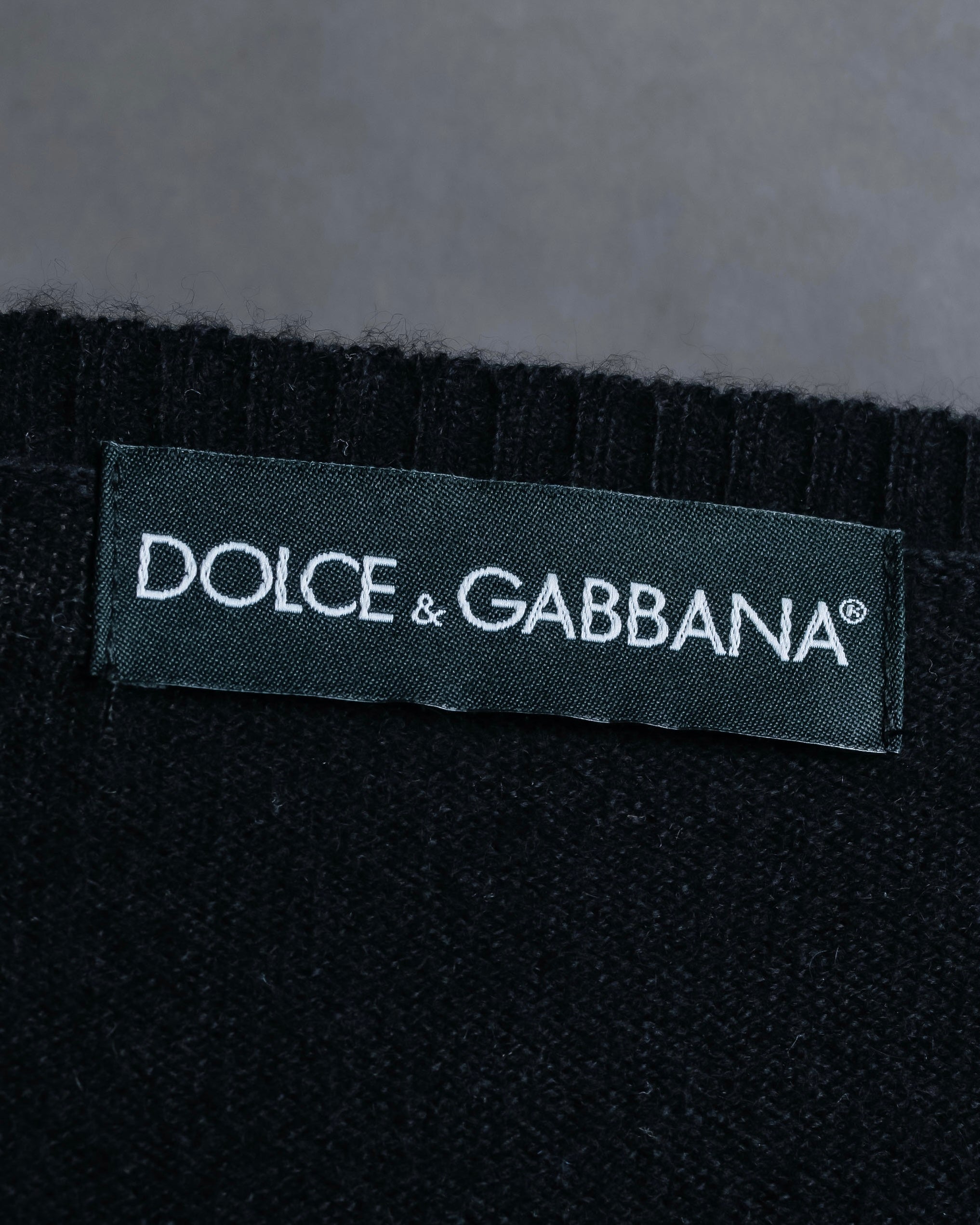 "DOLCE & GABBANA" Lace layered design V-neck knit
