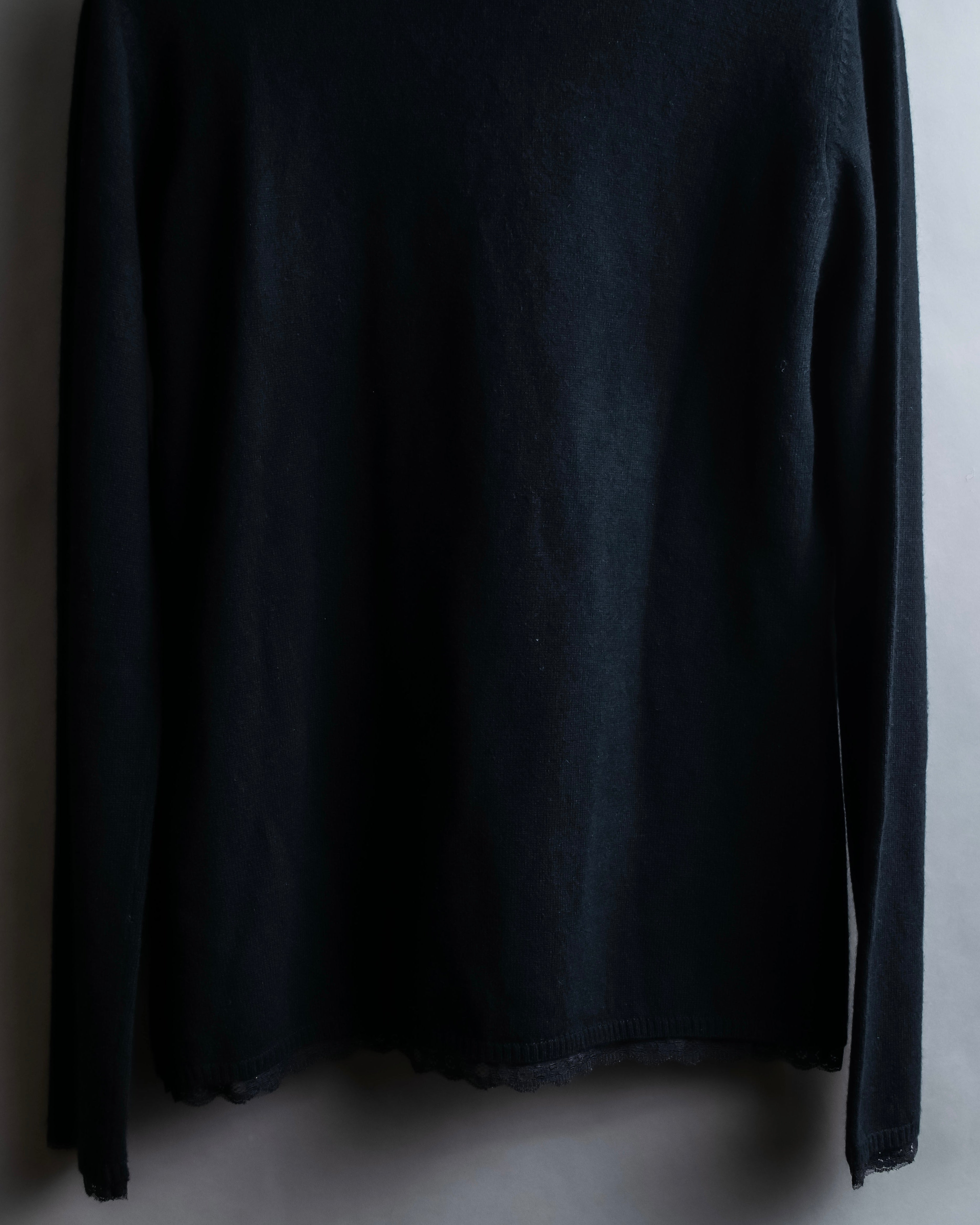 "DOLCE & GABBANA" Lace layered design V-neck knit