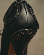 -SPECIAL- “Christian Dior” 00’s Ornate metal heel lace-up ankle boots