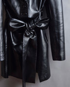 "MATÉRIEL TBILISI" Draped belted synthetic leather long jacket