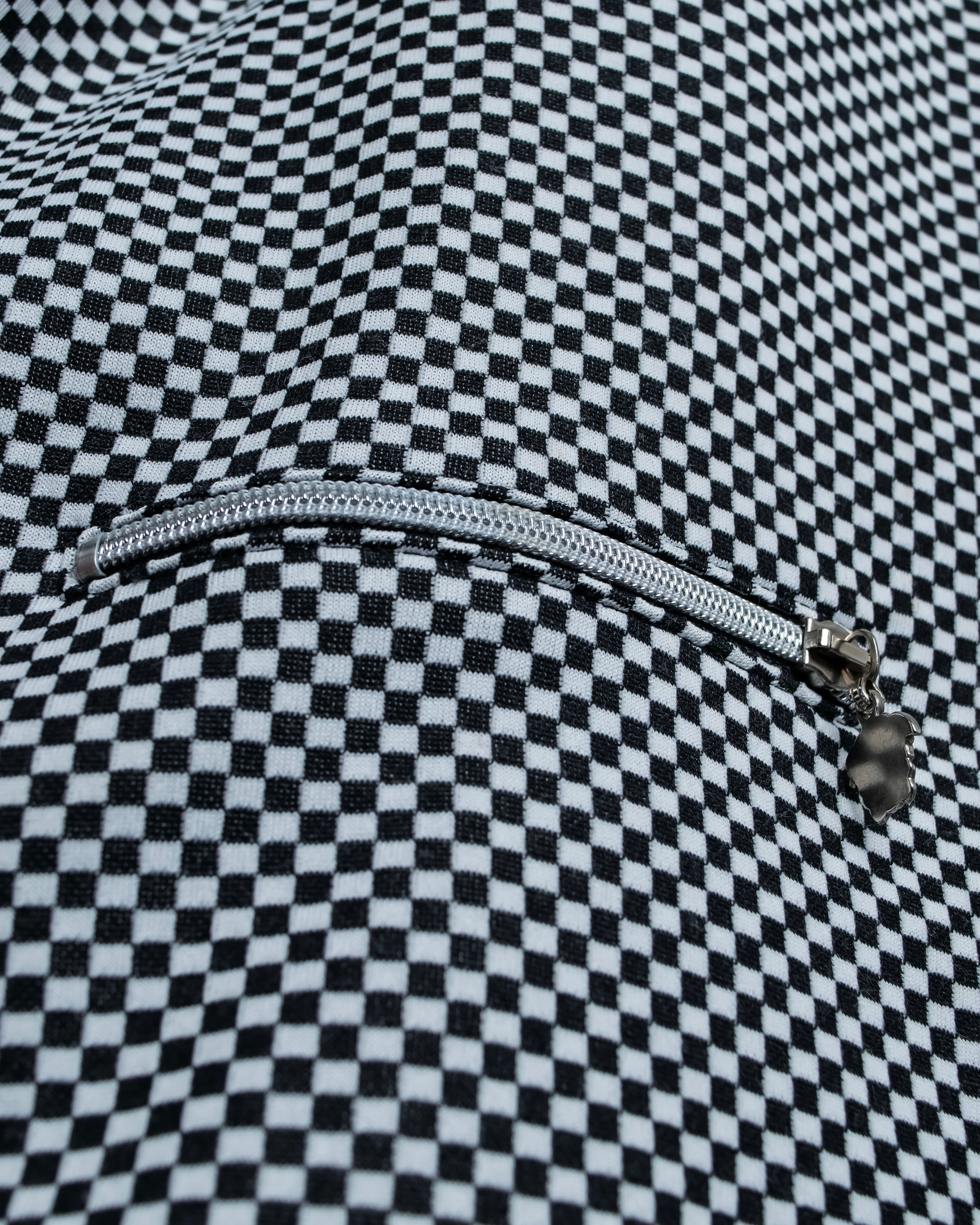 “VERSACE” checkered pattern zip pocket pull over