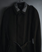 "DOLCE & GABBANA" 00’s resin coated patch detail belted coat