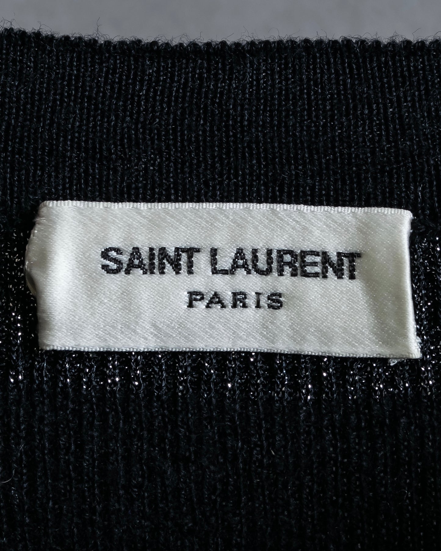 "Saint Laurent Paris" Glittery border pattern relaxed knit