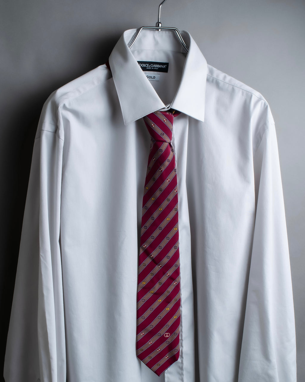 "GUCCI" Burgundy color diagonal stripe silk neck tie