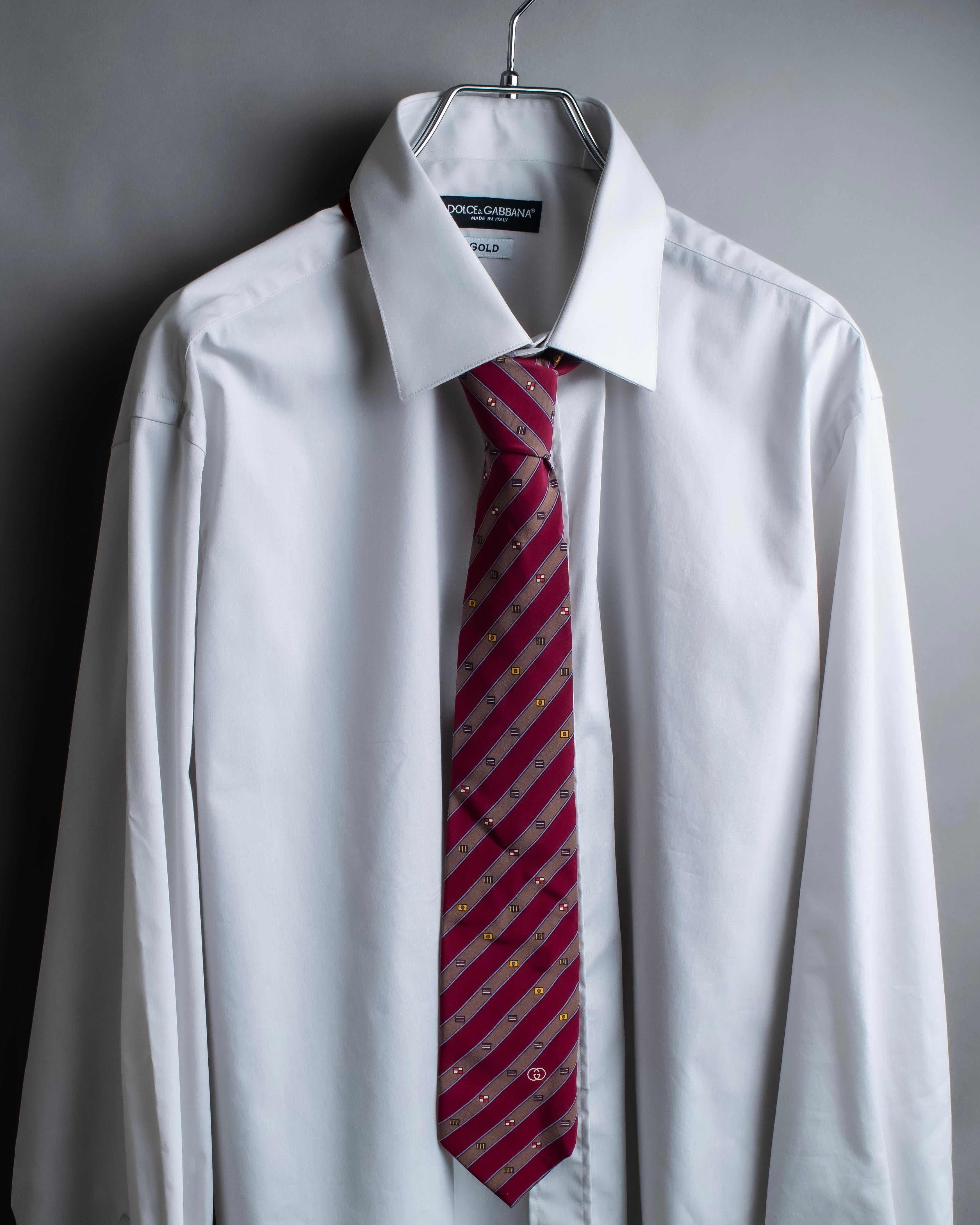 "GUCCI" Burgundy color diagonal stripe silk neck tie