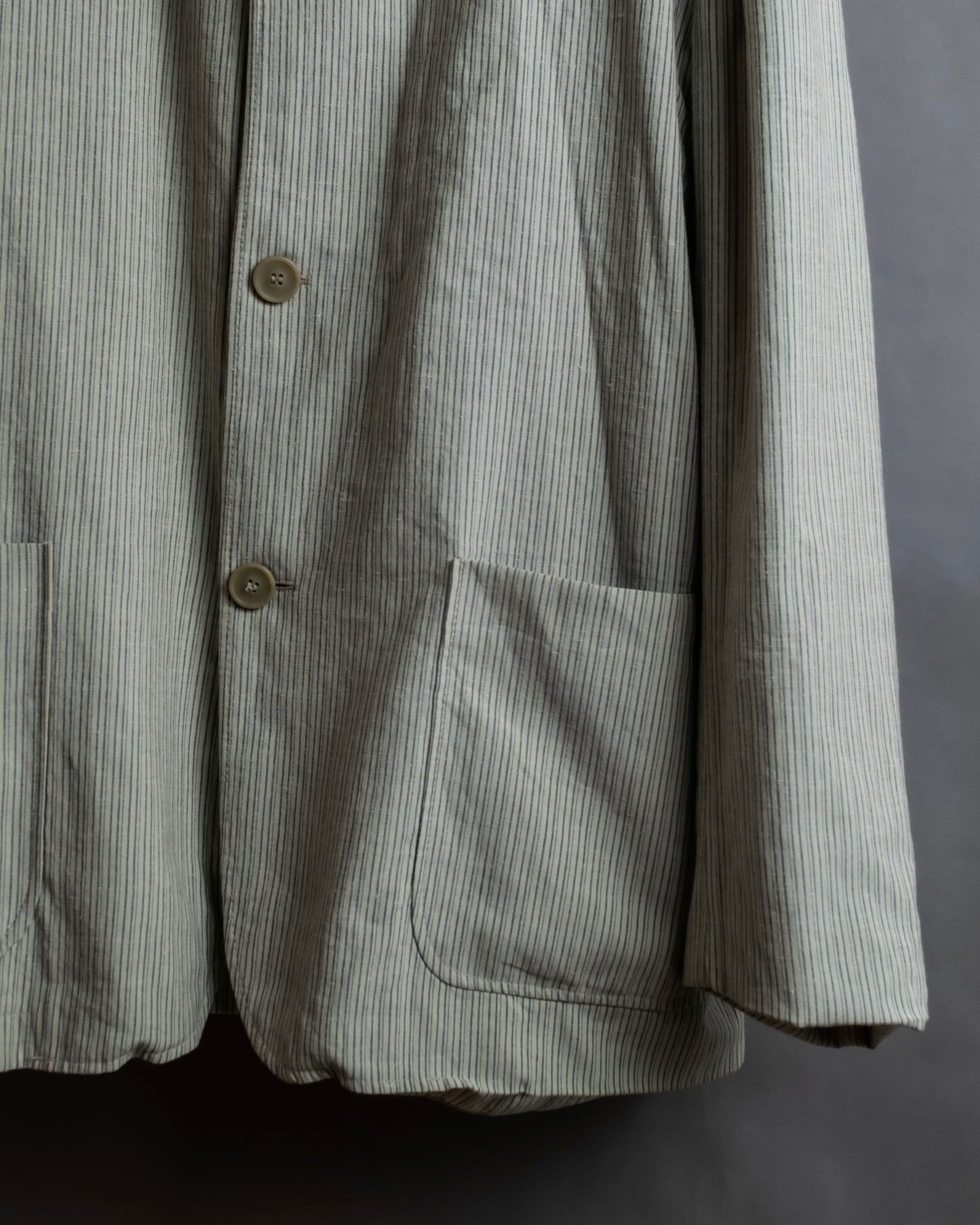 "Vintage ribbed stripe stand collar jacket"