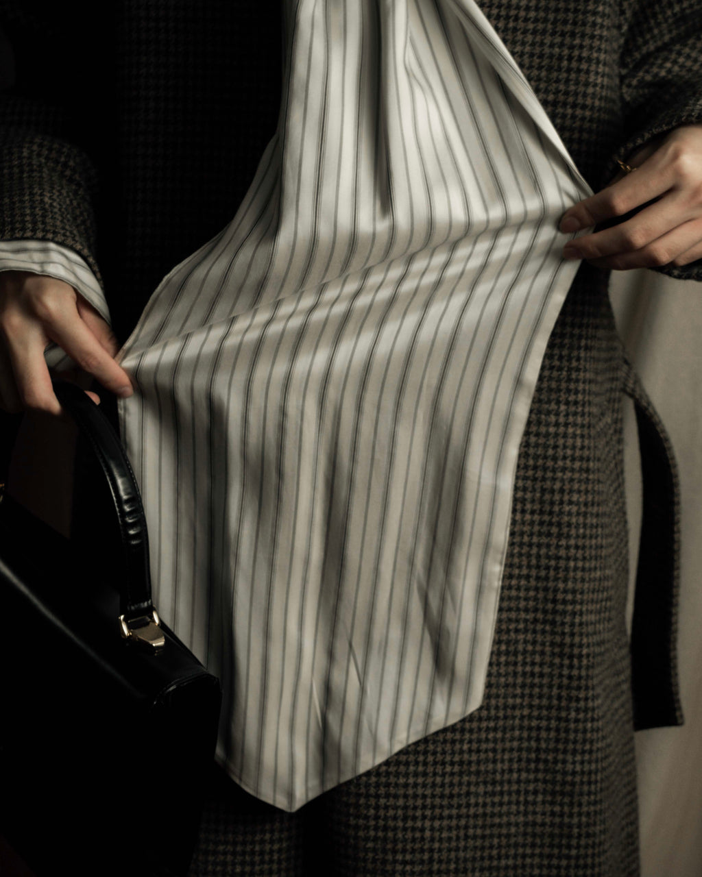 "MAISON MARGIELA" 16SS bowtie design striped long shirt