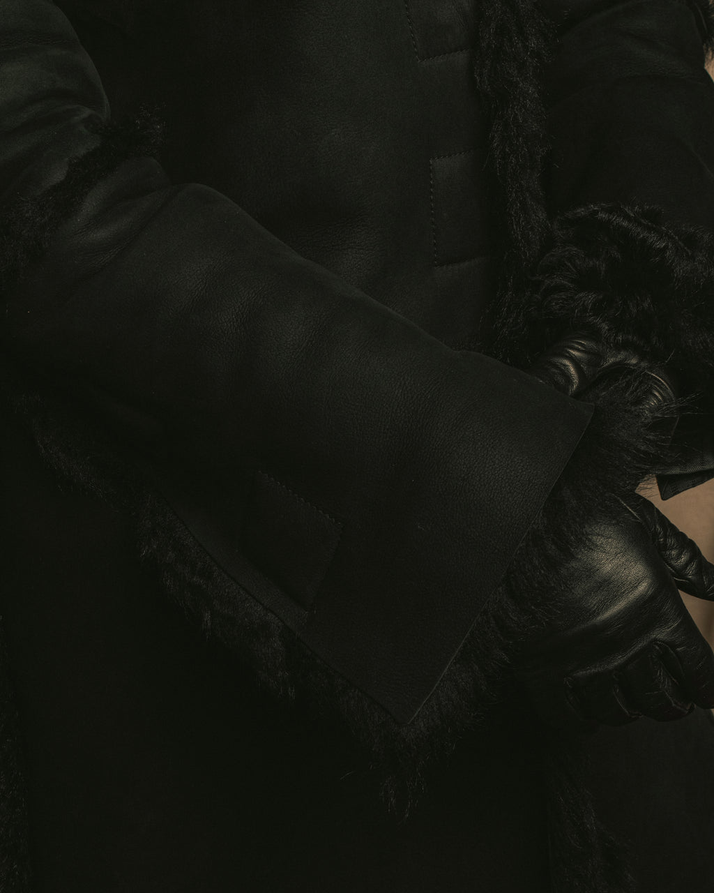 -SPECIAL- "GUCCI" 90's-00's Leather combination fur long coat