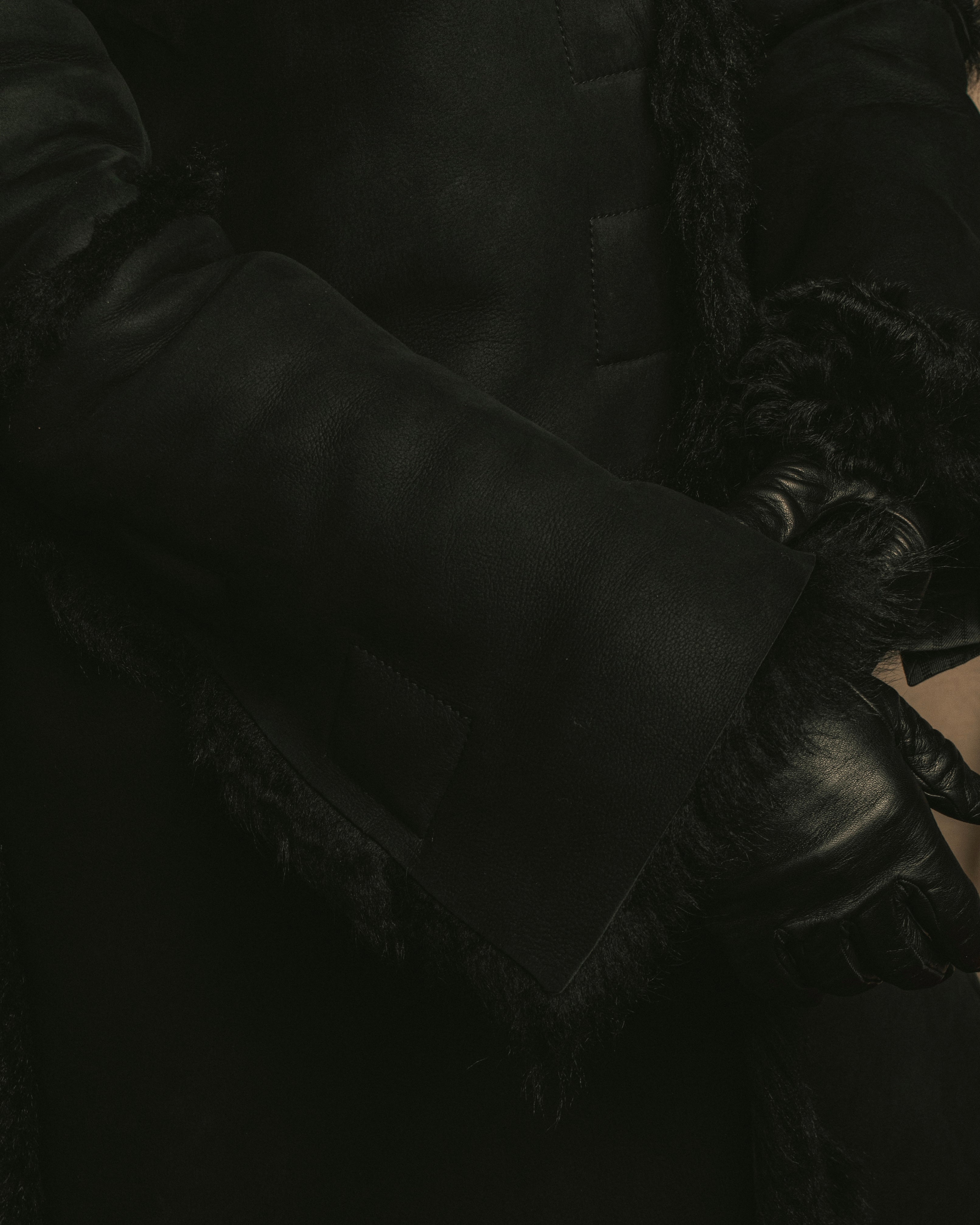 -SPECIAL- "GUCCI" 90's-00's Leather combination fur long coat