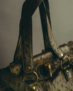 -SPECIAL- “YVES SAINT LAURENT” 00’s-10’s Ostrich leather top handle satchel
