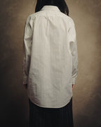-SPECIAL- “HERMES” 80’s tonal jacquard pinstripe French cuff shirt