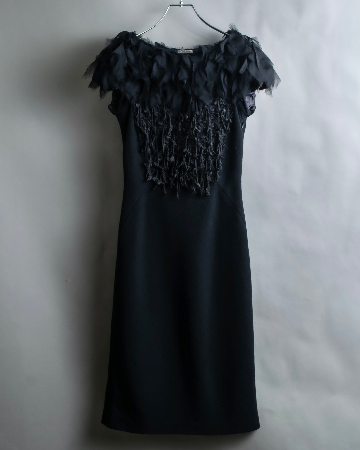 "BOTTEGA VENETA" Organza &amp; fringe design sleeveless dress