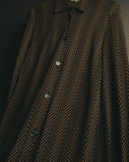 “CELINE” 90’s-00’s Chevron patterned long shirt dress