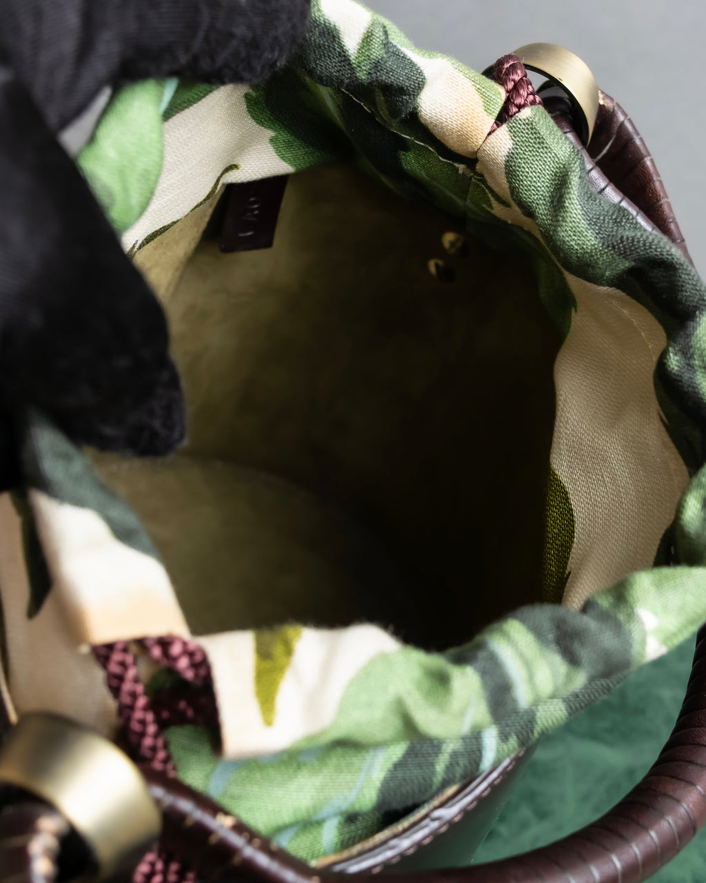 "KENZO" Camouflage design drawstring leather bag