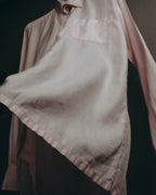 "Hermès" 80's-early 90's Pale pink herringbone cotton dress shirt