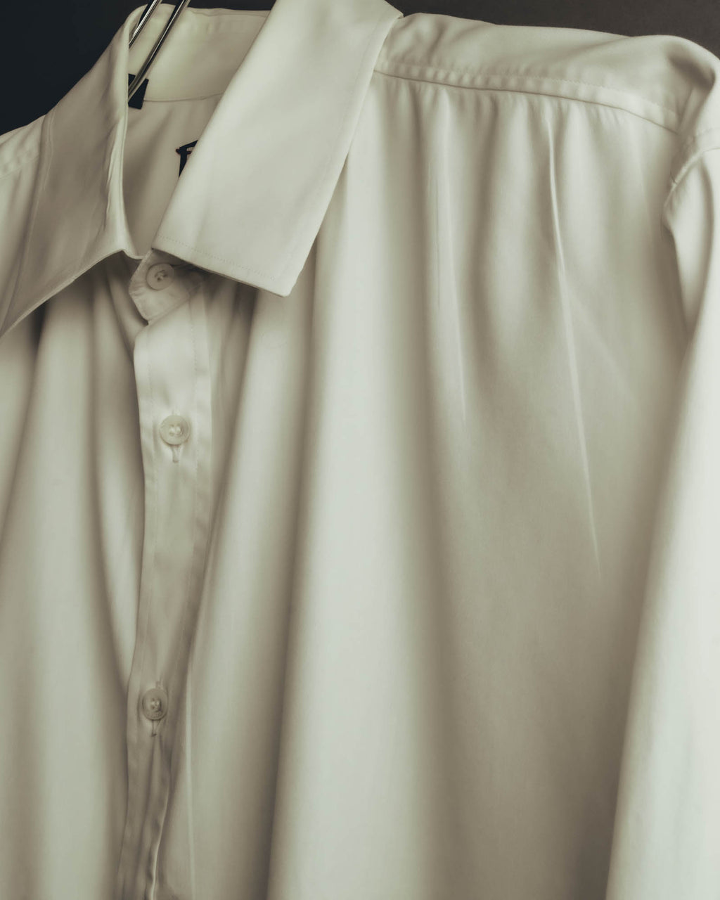 "GUCCI" 10's-20's Minimal ivory dress shirt
