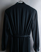 "SOANA" Bowtie belted design long black dress