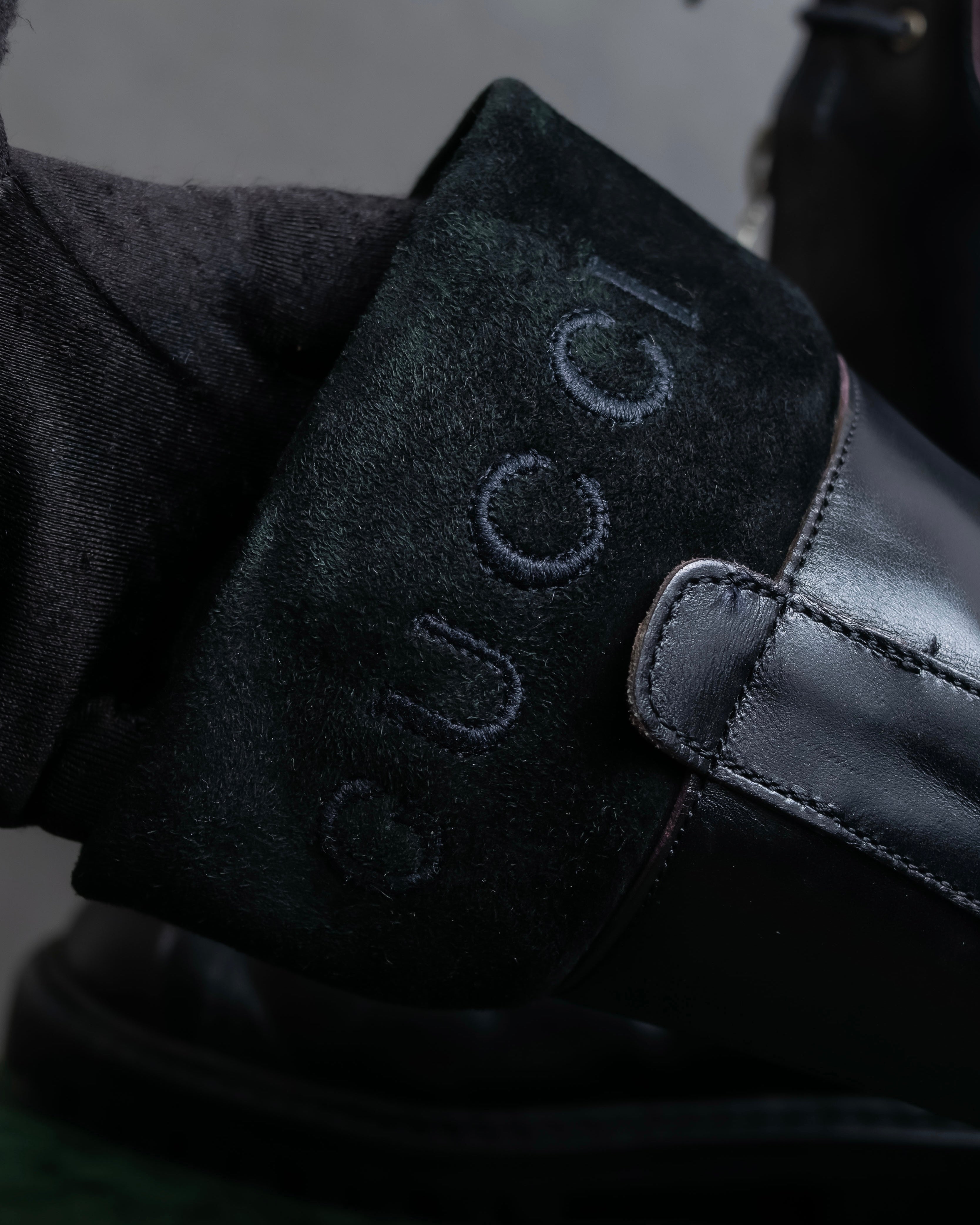 "GUCCI" Front zip design lace-up leather uncle boots