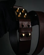 “FENDI” 2000’s FF studded sculptural leather belt