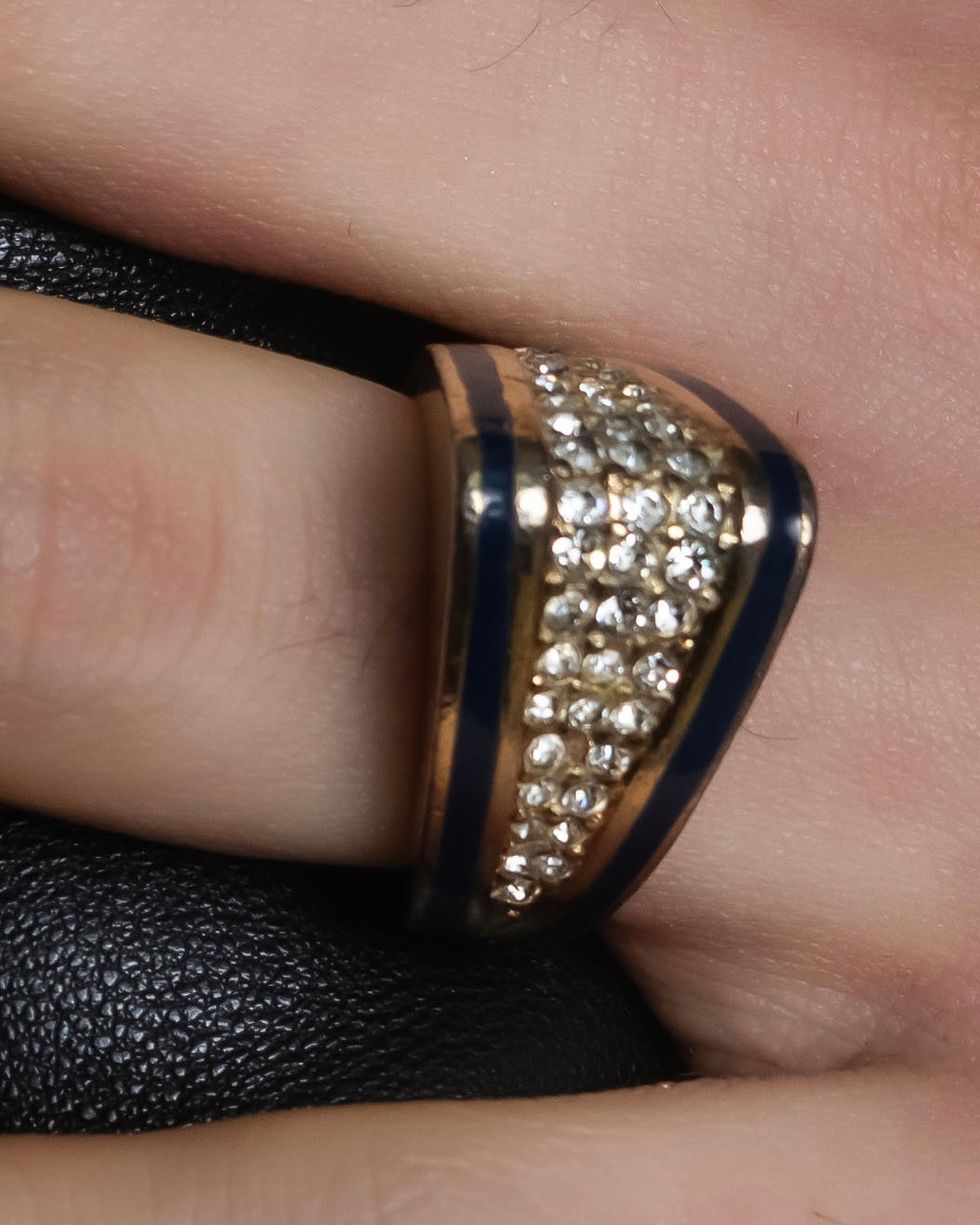 "Christian Dior" Diamond embedded blue line design ring