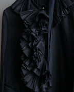 "GIVENCHY" Ribbon frill detail bow tie silk shirt ribbon frill detail