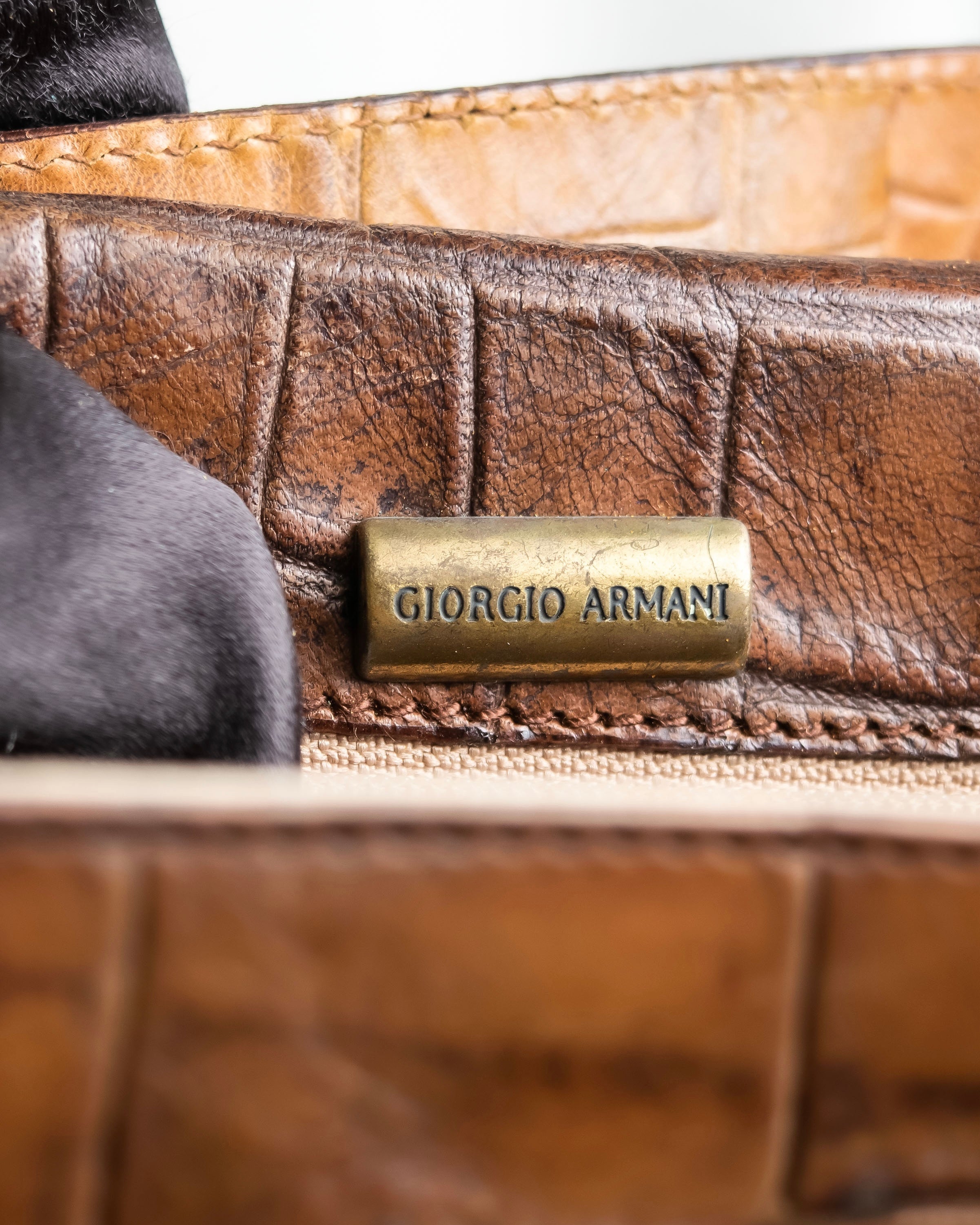 "GIORGIO ARMANI" crocodile leather box shoulder bag