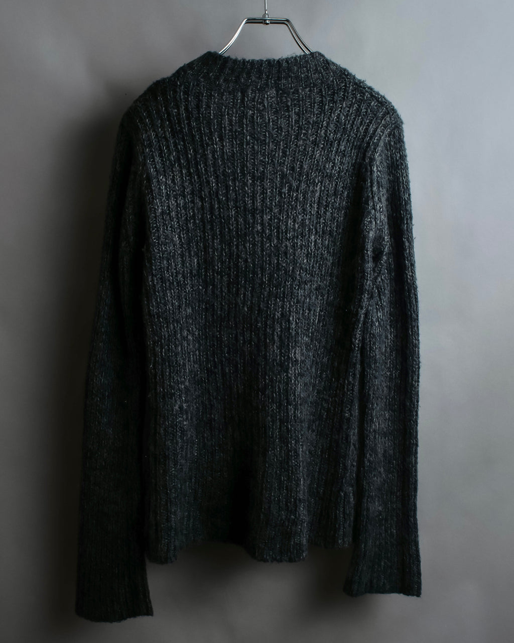 "Vintage deep V-neck fuzzy knit pullover"