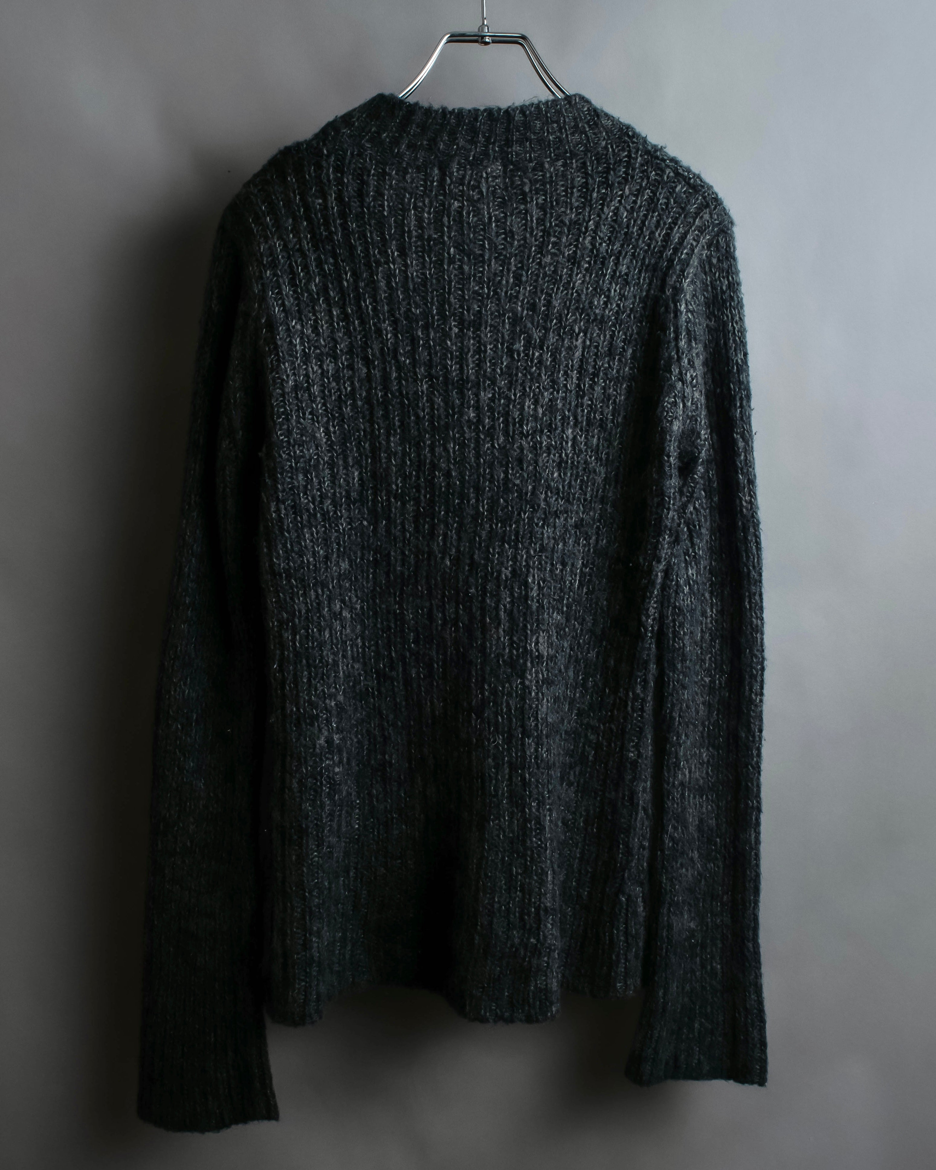 "Vintage deep V-neck fuzzy knit pullover"