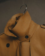 –SPECIAL– “Maison Martin Margiela” 2012AW Leather trench coat with Line 4 printed lining