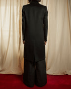 "GUCCI" Michele period solid black wool tailored coat
