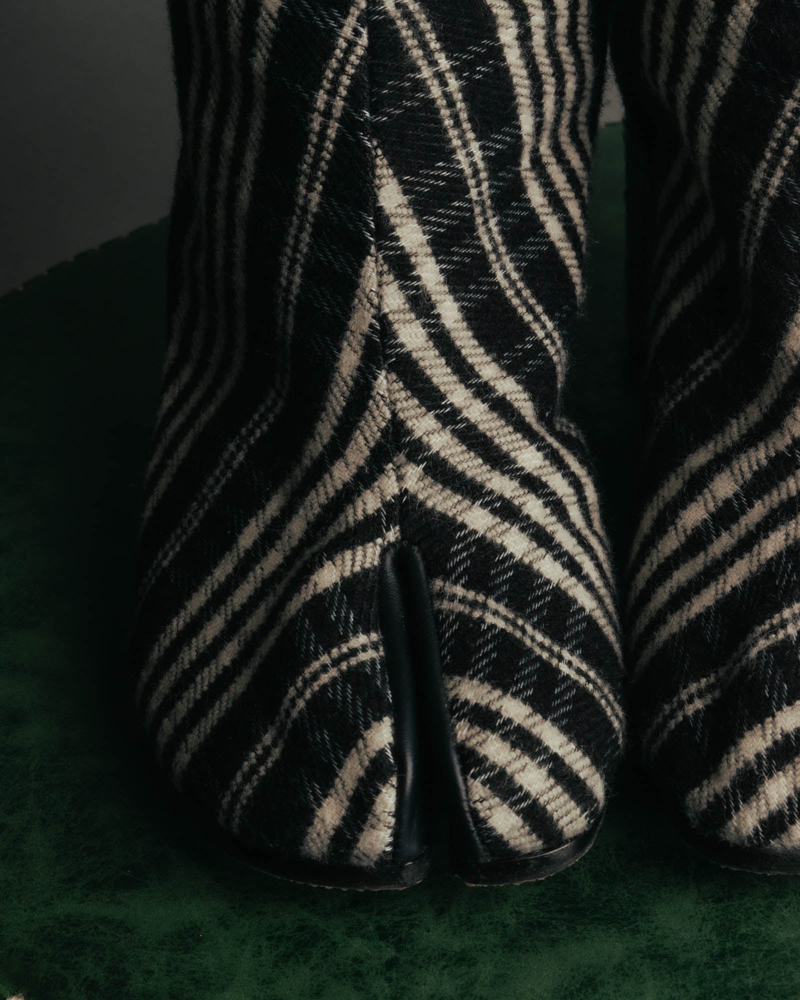 -SPECIAL- "Maison Margiela"2015's Tabi striped fabric ankle boots