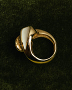 -SPECIAL- “Christian Dior” 80’s-90’s Germany white enamel rhinestone dome ring