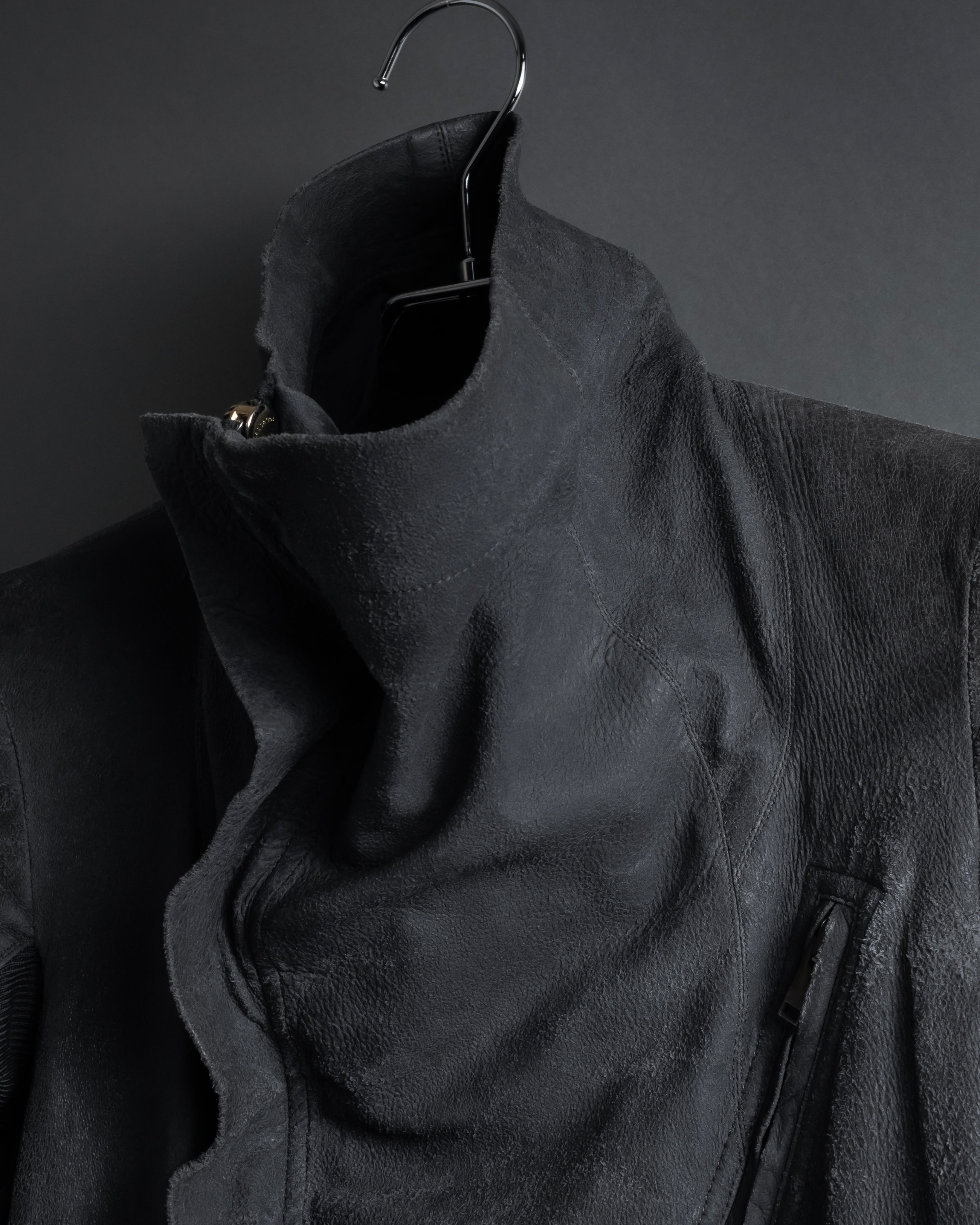 -SPECIAL- "Rick Owens" 13AW Ribbed leather zip-up jacket