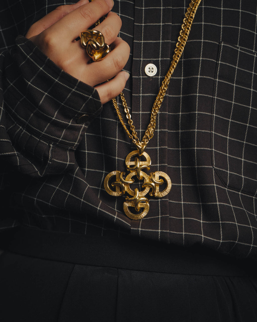 -SPECIAL- “Lucien Piccard” 70’s-80’s Gold tone cross pendant necklace