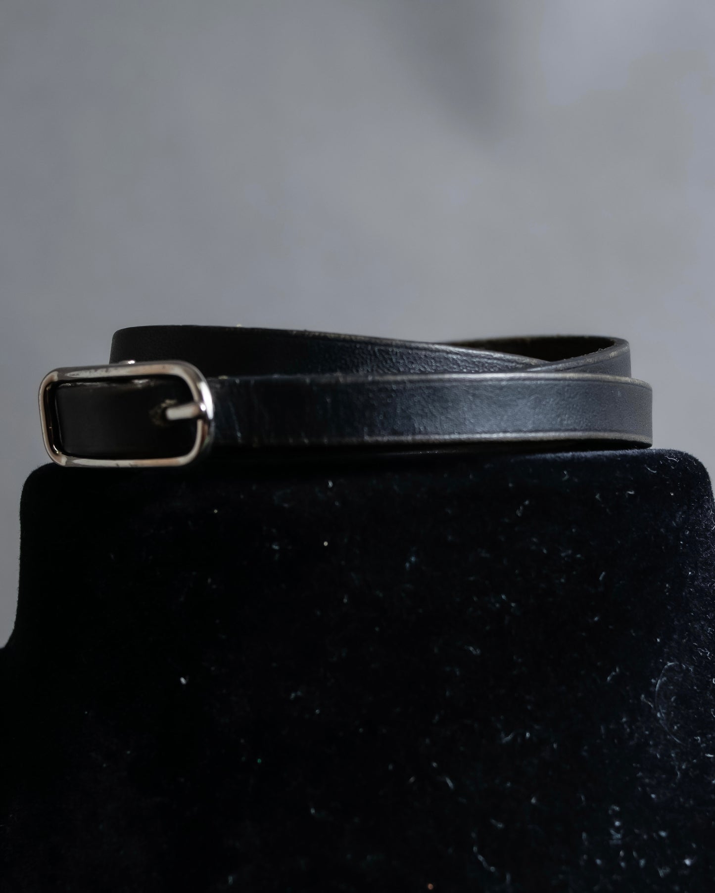 "HERMES" Single pin buckle leather narrow belt