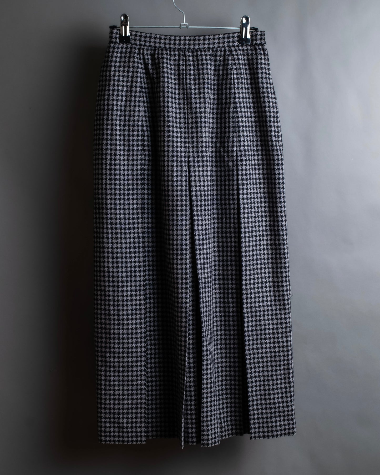 "Christian Dior" Houndstooth pattern wool cropped pleats skirt