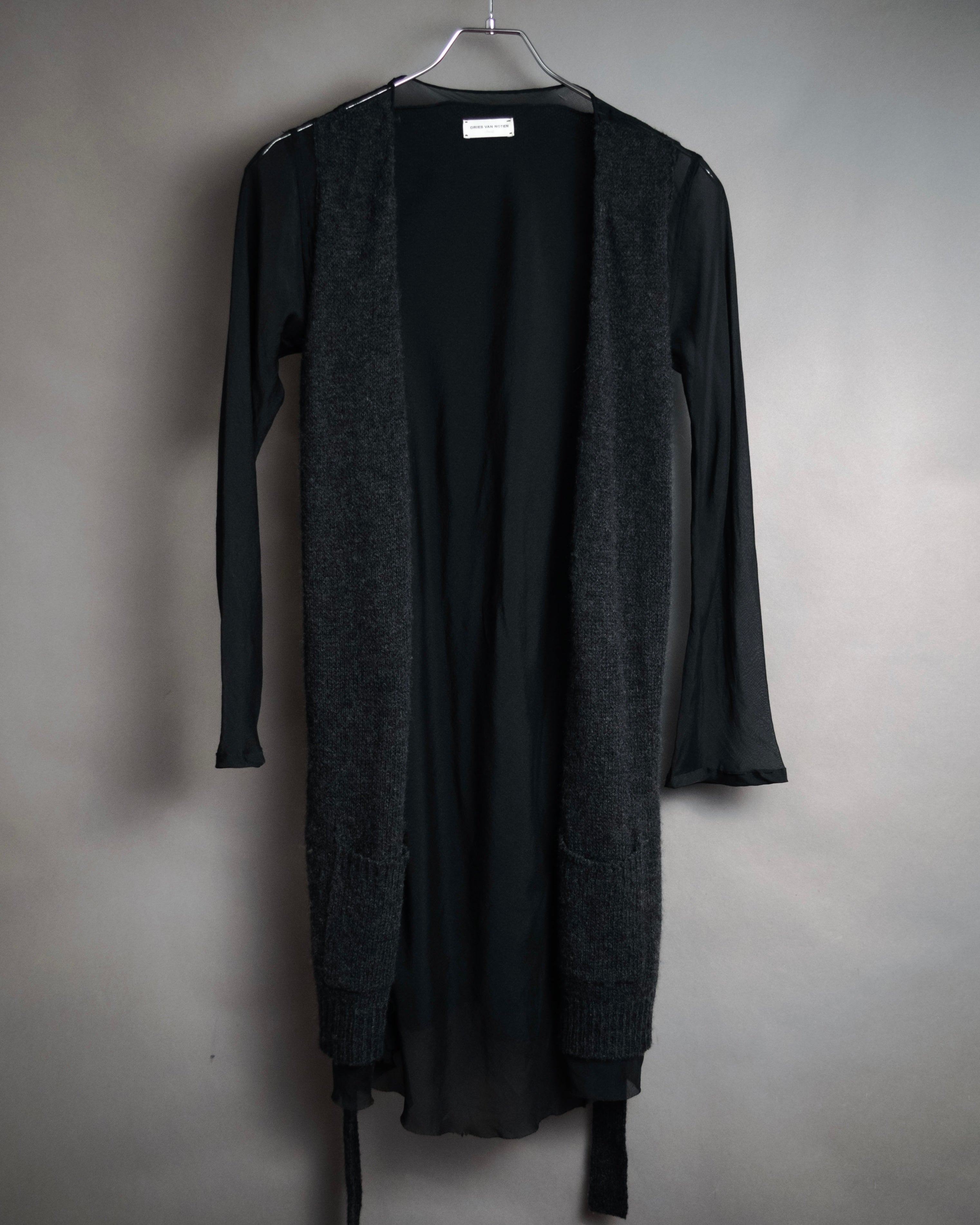 “DRIES VAN NOTEN” 90’s–Early 00’s Cashmere and silk layered belted cardigan