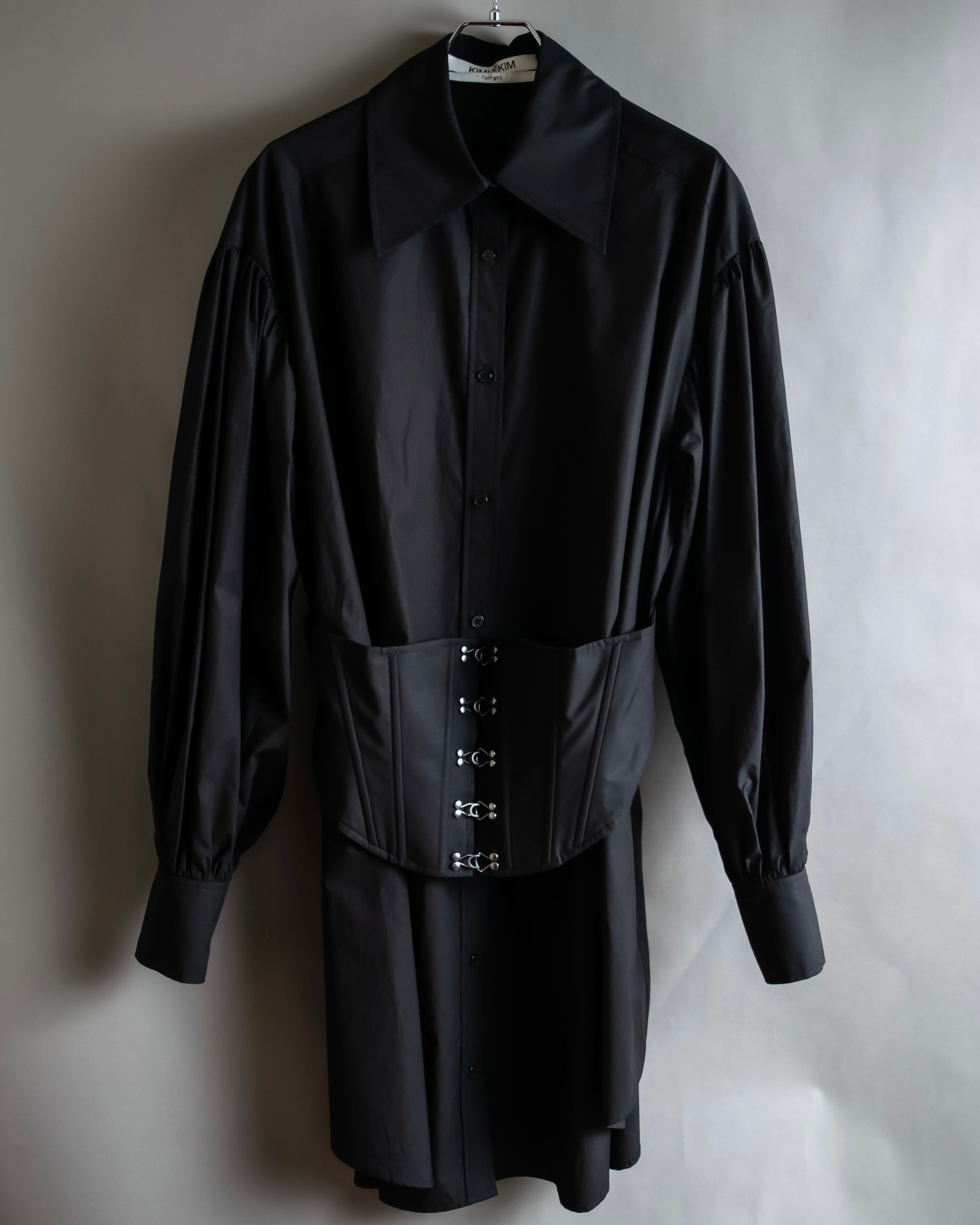 "KIMHĒKIM" Bondage corset belt design shirt dress