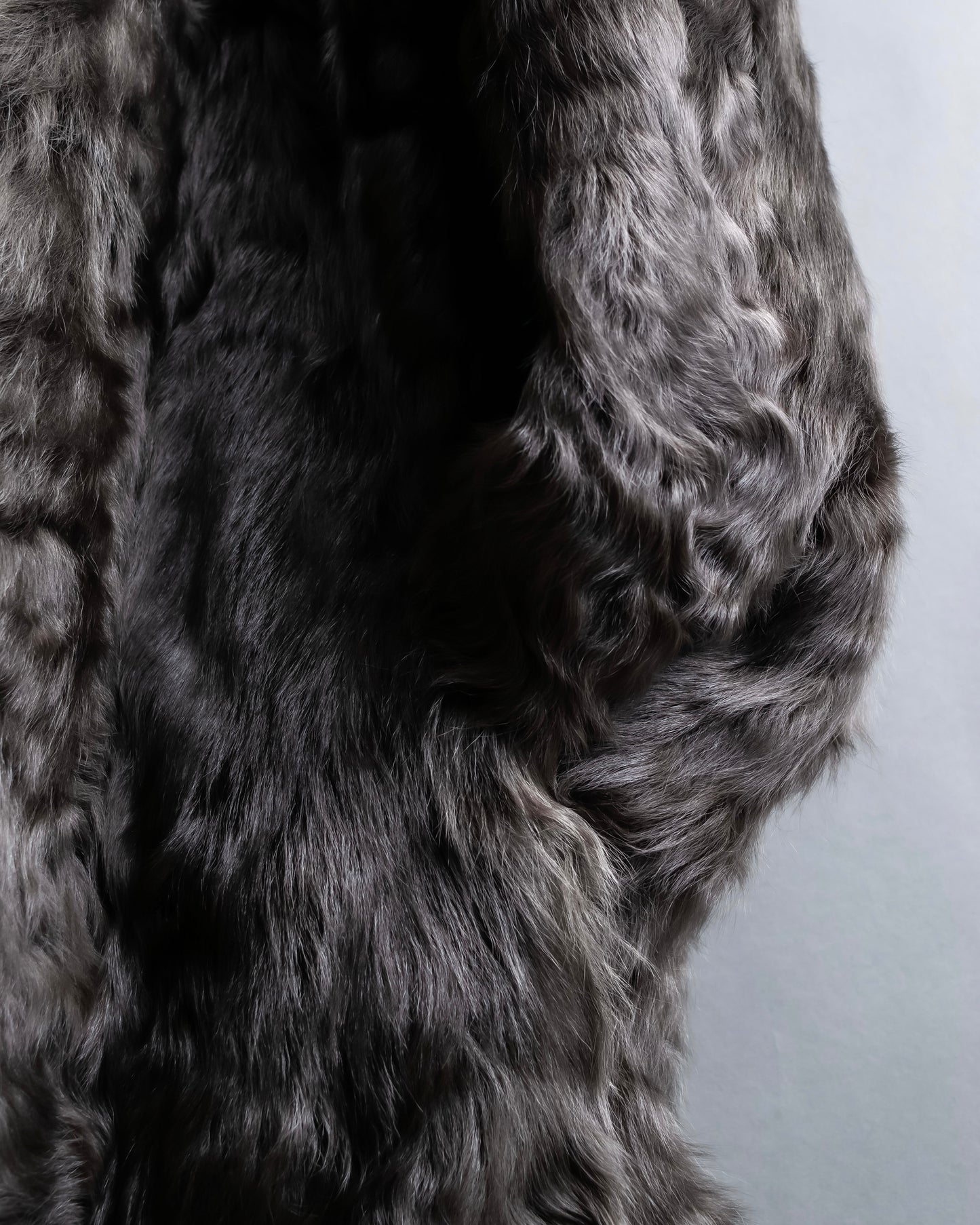 "EMBA" Large collar mid length fur coat