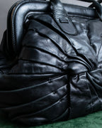 "VALENTINO" pleated gather design nappa leather one shoulder bag