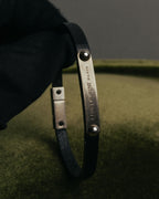 "Saint Laurent" 10's ID metal plate leather bracelet