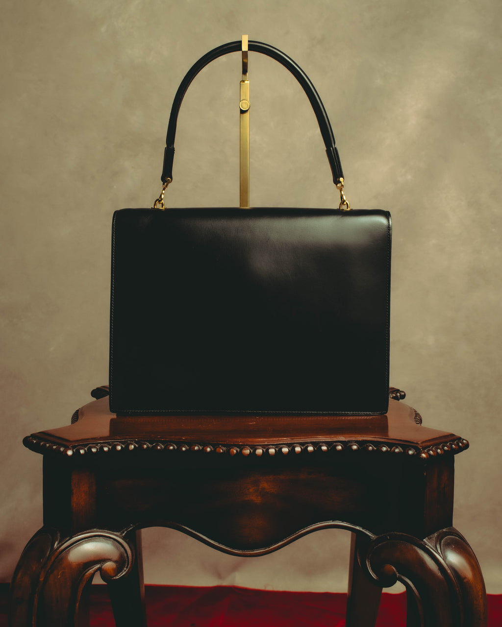 -SPECIAL- “HERMÈS” 60’s-70’s Palonnier black leather structured shoulder bag