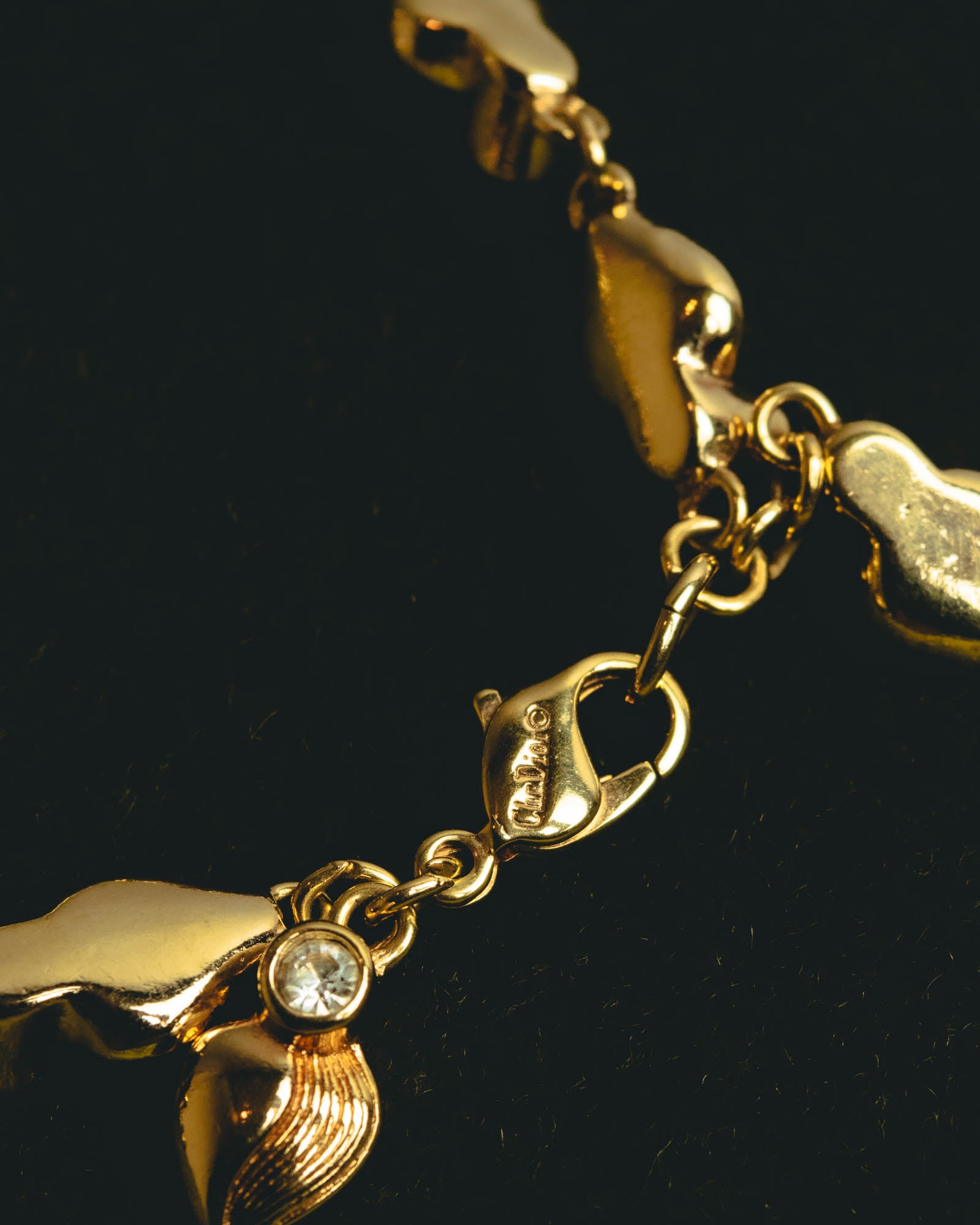 "Christian Dior" 80's-90's Sculptural leaf charm bracelet