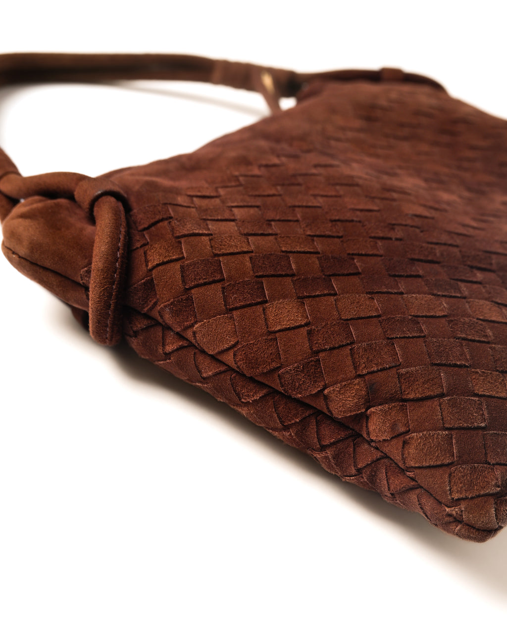 BOTTEGA VENETA/ Intrecciato Beautiful Suede Handbag Red Brown