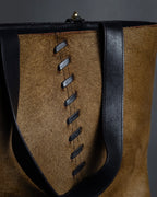 "YVES SAINT LAURENT" Hand-stitched design hair calf leather tote bag