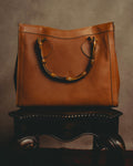 "GUCCI" 80's-90's Bamboo handle leather tote bag